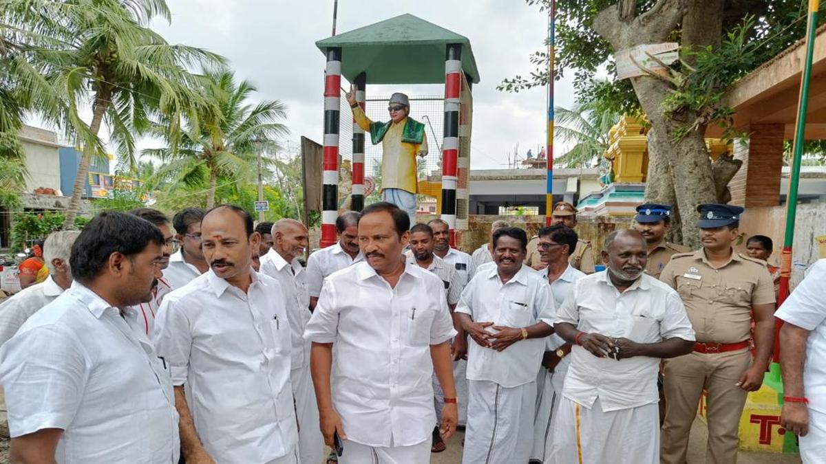 MGR statue partially damaged in Cuddalore district The Hindu